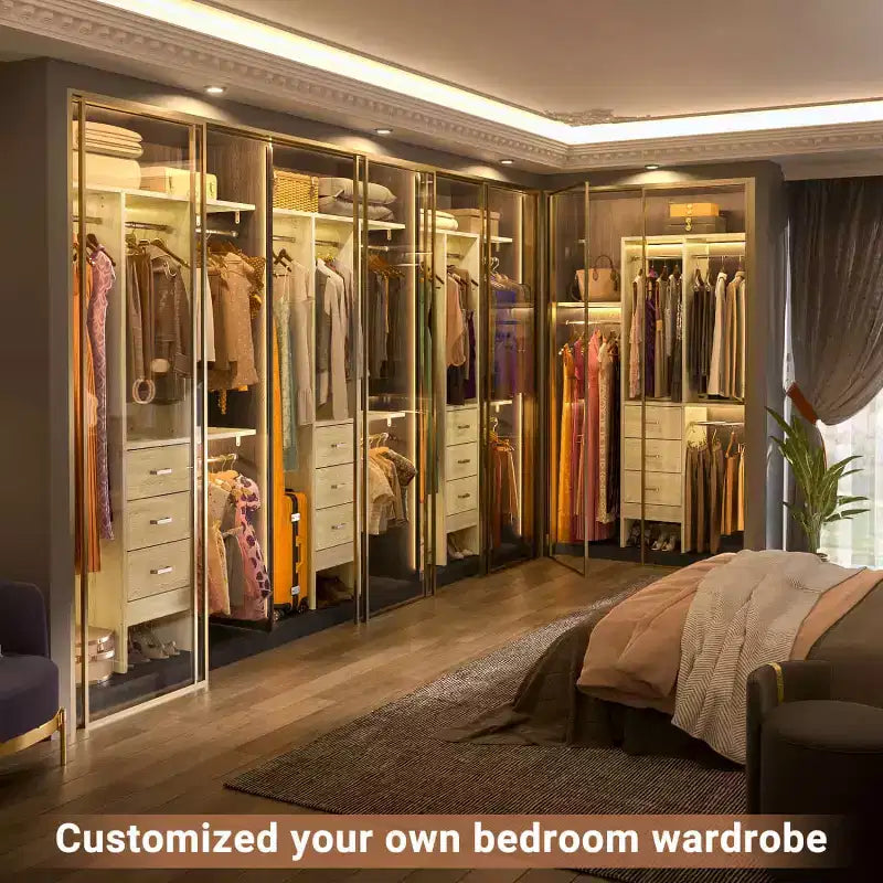 Système de rangement de placard réglable de 1,20 m avec tiroirs en tissu et tringles à vêtements