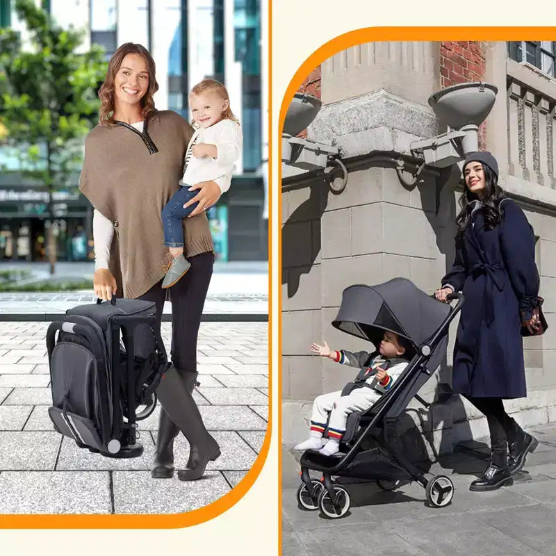 Poussette Bébé Compacte Trois Volets avec Pare-Soleil