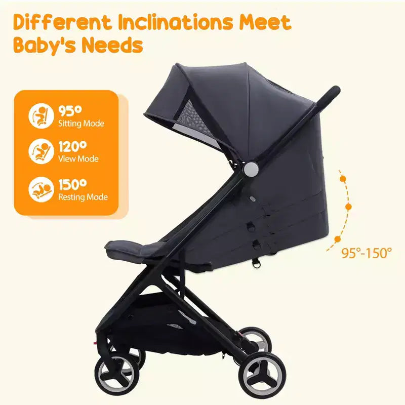 Poussette Bébé Compacte Trois Volets avec Pare-Soleil