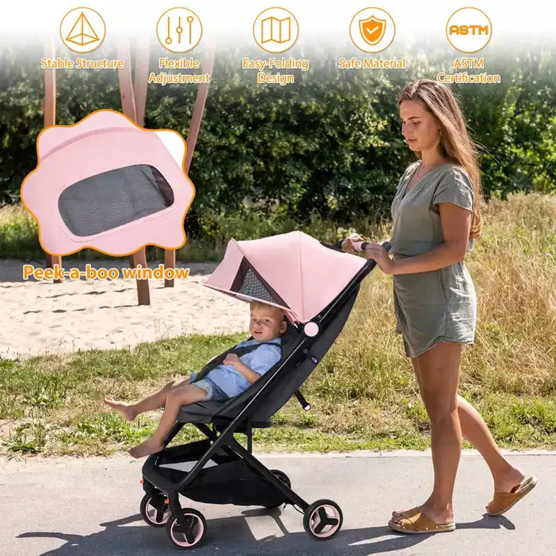 Poussette Bébé Compacte Trois Volets avec Pare-Soleil