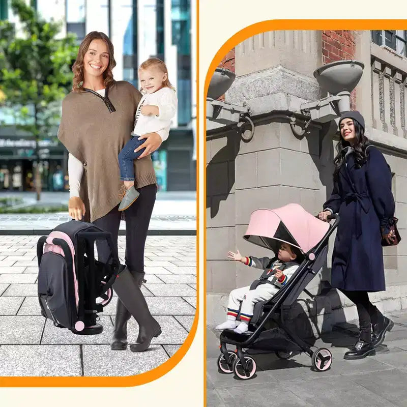 Poussette Bébé Compacte Trois Volets avec Pare-Soleil