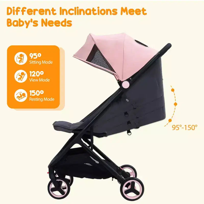Poussette Bébé Compacte Trois Volets avec Pare-Soleil