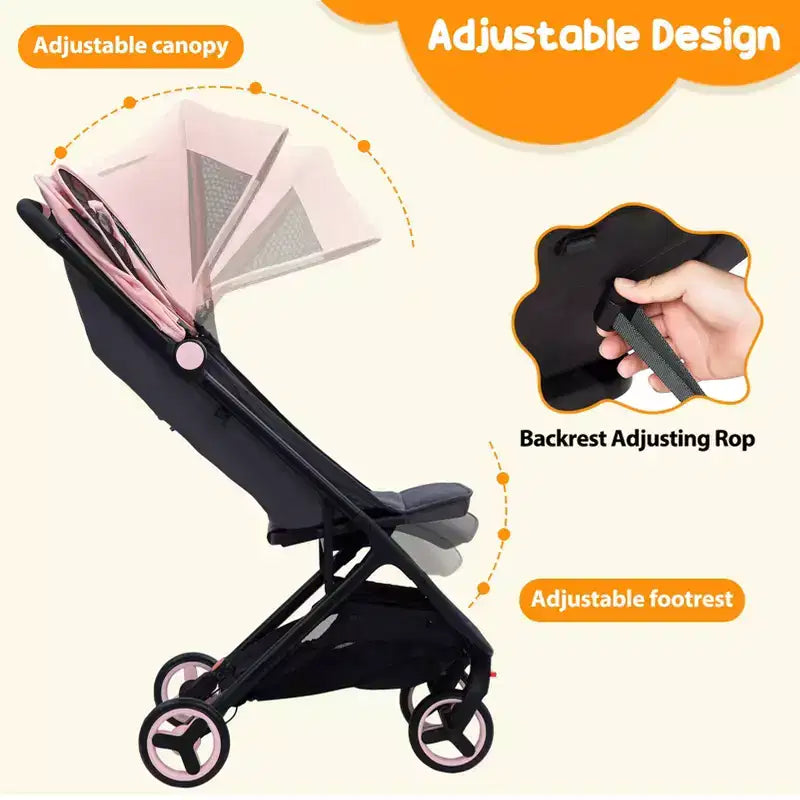 Poussette Bébé Compacte Trois Volets avec Pare-Soleil