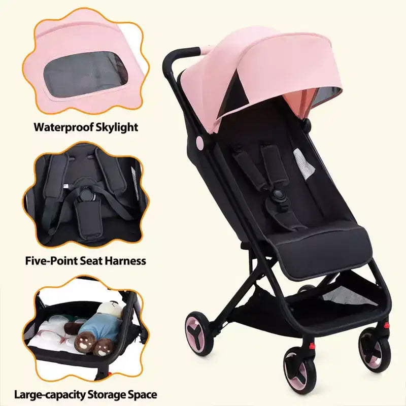 Poussette Bébé Compacte Trois Volets avec Pare-Soleil