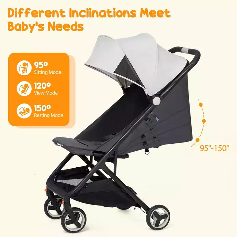 Poussette Bébé Compacte Trois Volets avec Pare-Soleil