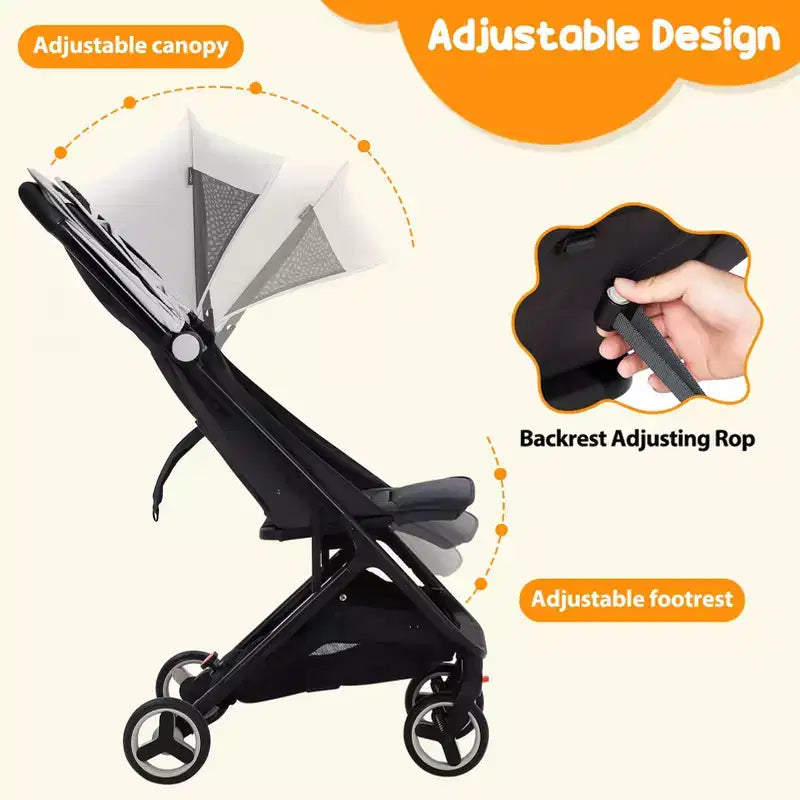 Poussette Bébé Compacte Trois Volets avec Pare-Soleil