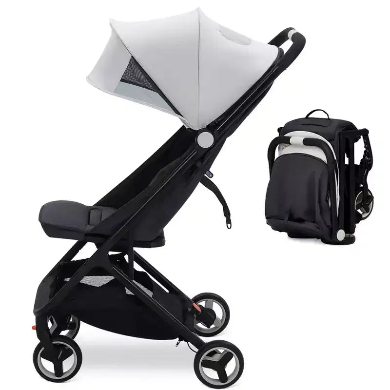 Compact Triple Folding Stroller for Kids, Lightweight Portable Baby Stroller with Canopy for Travel and Daily Use