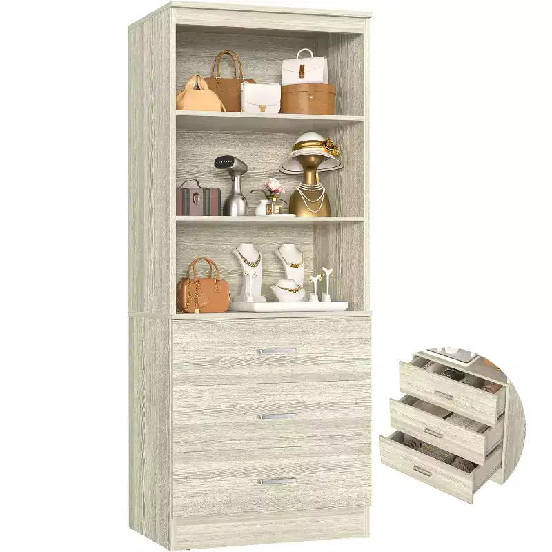 Étagère de 180 cm avec 3 tiroirs et étagères ouvertes