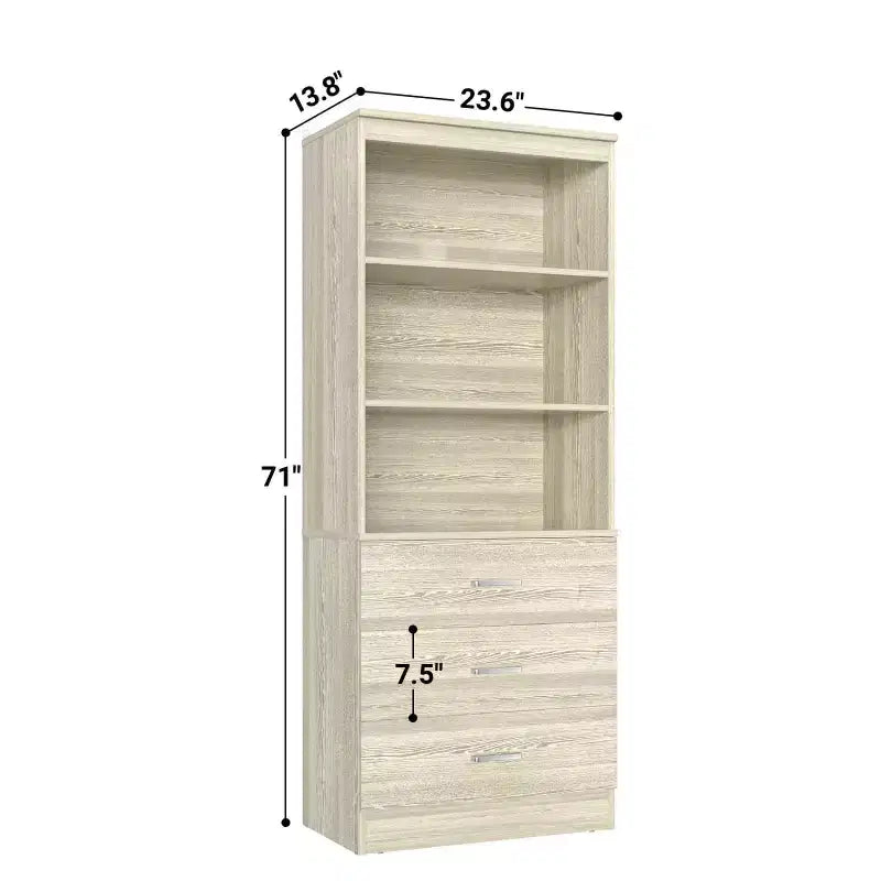 Étagère de 180 cm avec 3 tiroirs et étagères ouvertes