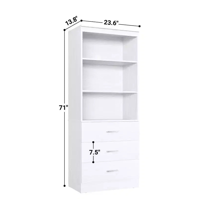Étagère de 180 cm avec 3 tiroirs et étagères ouvertes