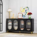 Meuble de rangement buffet de 60 pouces avec 4 portes en acrylique et pieds en métal