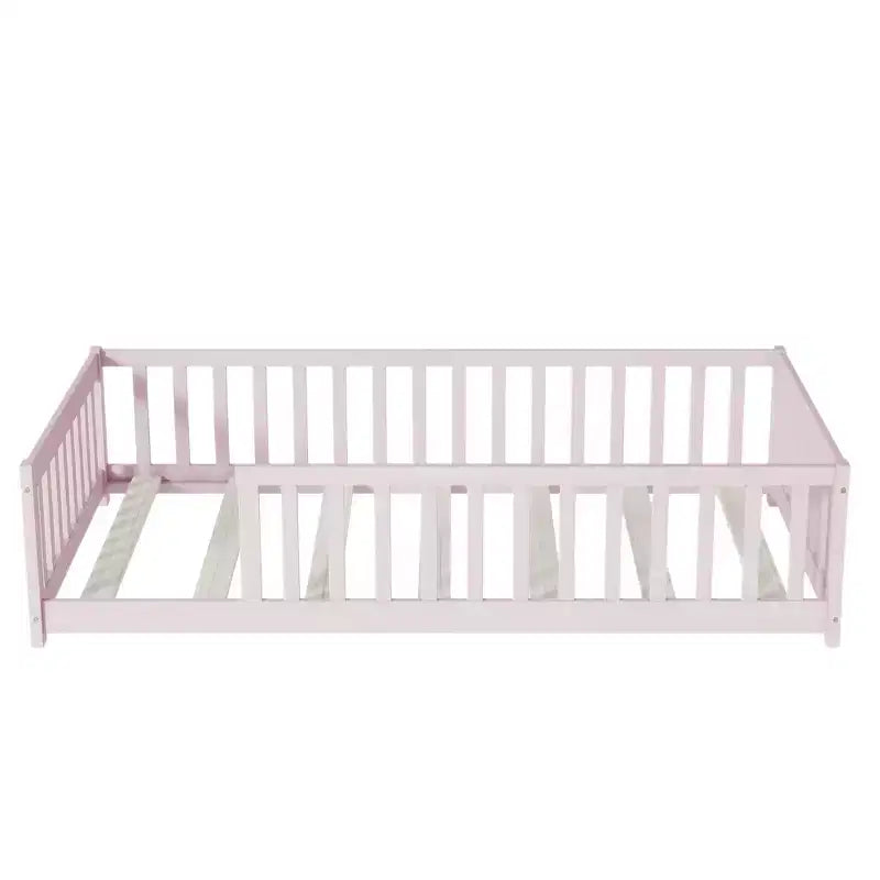 Lit au sol Montessori une place avec clôture de sécurité et barrières de protection