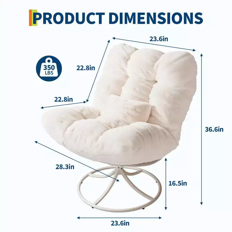 Fauteuil papasan pivotant et à bascule surdimensionné 360° avec coussin moelleux