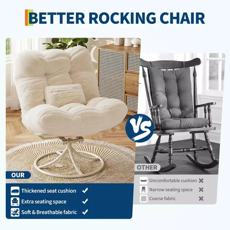 Fauteuil papasan pivotant et à bascule surdimensionné 360° avec coussin moelleux
