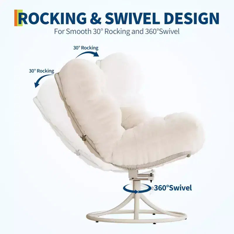 Fauteuil papasan pivotant et à bascule surdimensionné 360° avec coussin moelleux