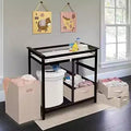 Table à langer évolutive pour bébé avec 3 paniers de rangement et un sac à linge
