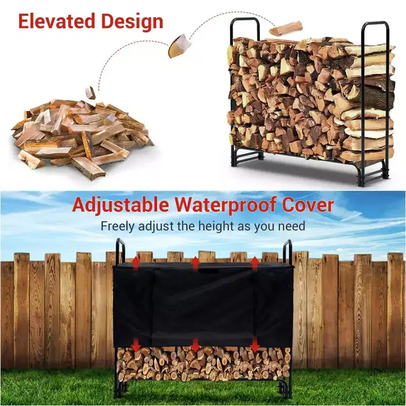 4.3 FT Range-Bûches Robuste avec Housse Imperméable