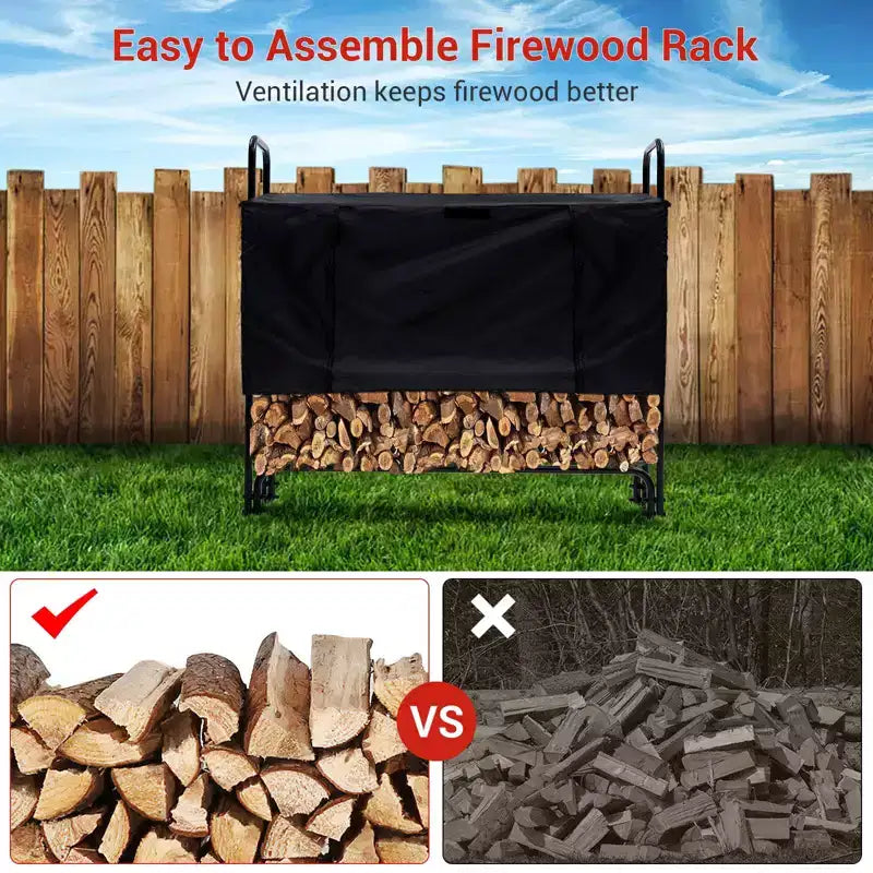 4.3 FT Range-Bûches Robuste avec Housse Imperméable