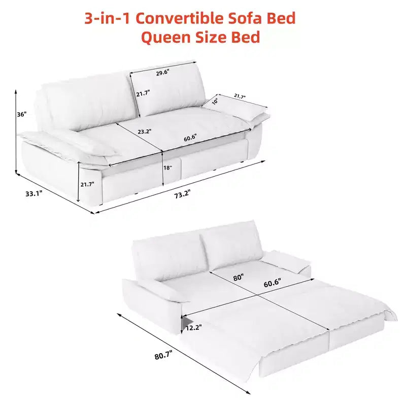 Canapé-lit convertible 3-en-1 – Causeuse en velours côtelé avec couchage gigogne, gris