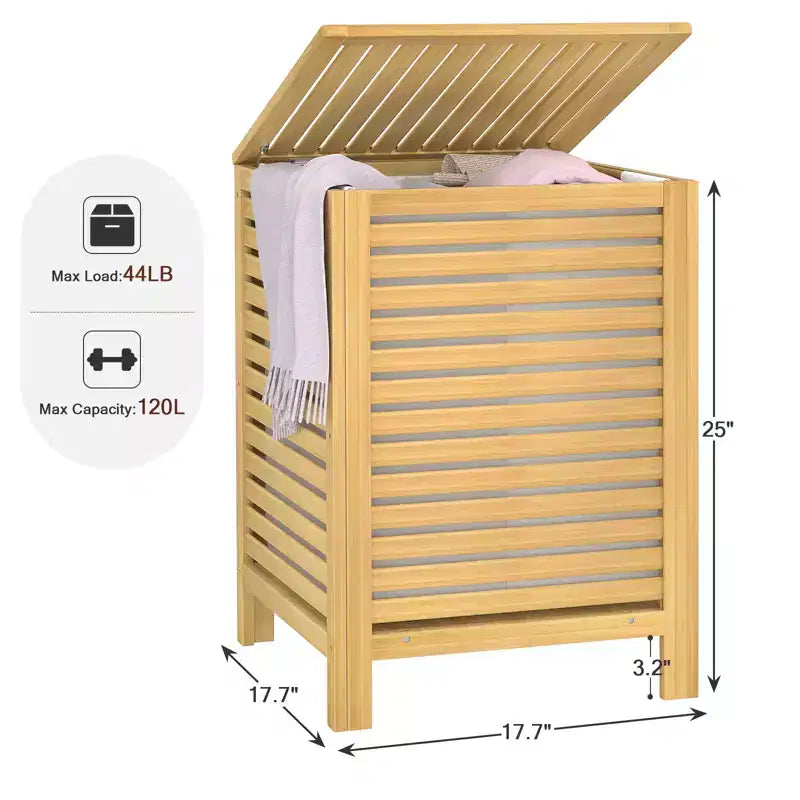 Panier à linge en bambou avec couvercle – Double compartiment 120 L