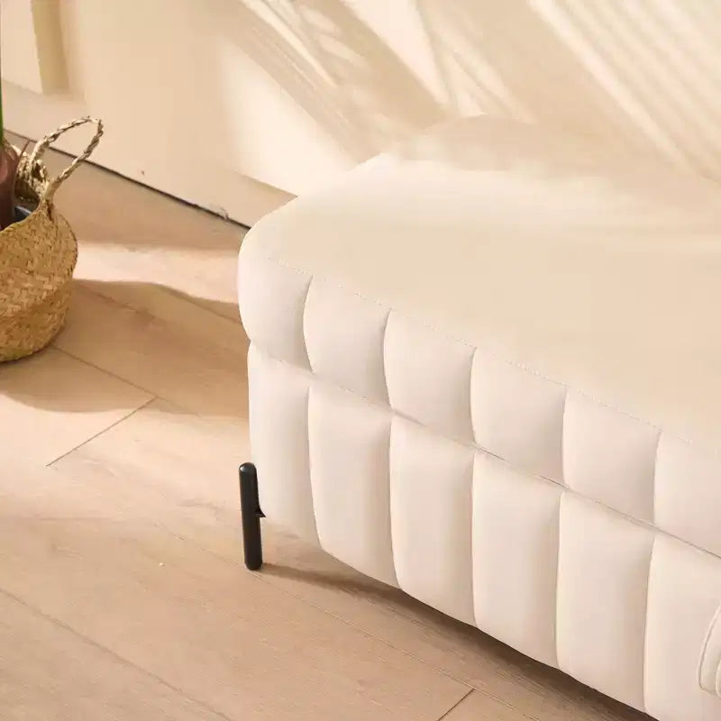 Banc de rangement ottoman en velours de 124 cm – Repose-pieds de bout de lit avec compartiment caché