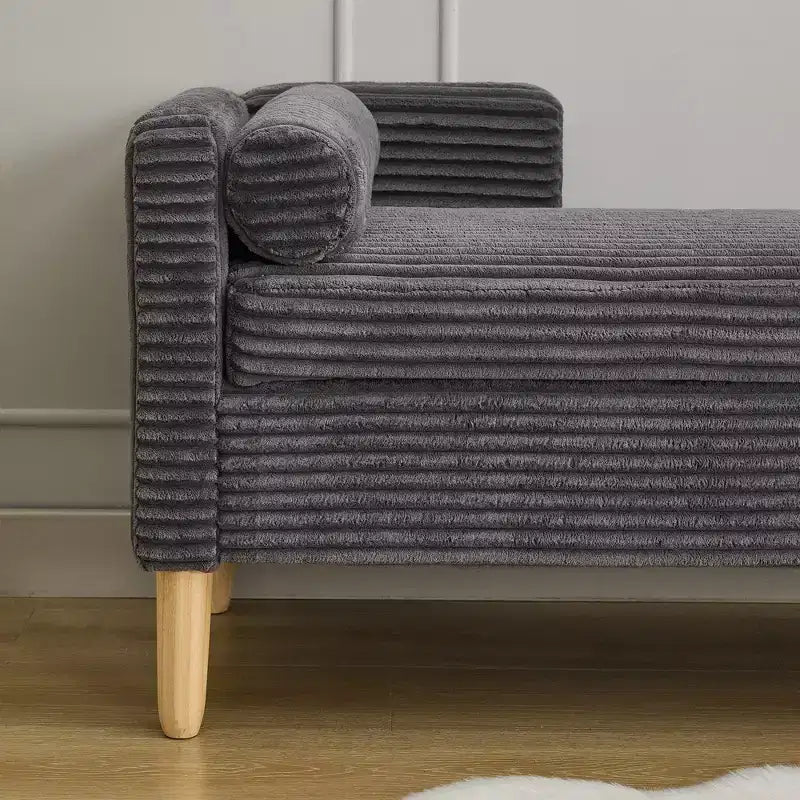 Banc de rangement moelleux de 165 cm de large avec 2 coussins cylindriques