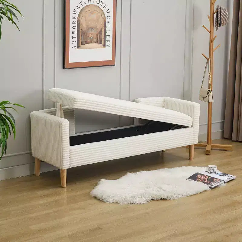 Banc de rangement moelleux de 165 cm de large avec 2 coussins cylindriques