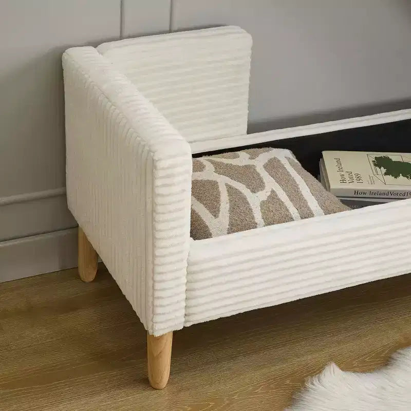 Banc de rangement moelleux de 165 cm de large avec 2 coussins cylindriques