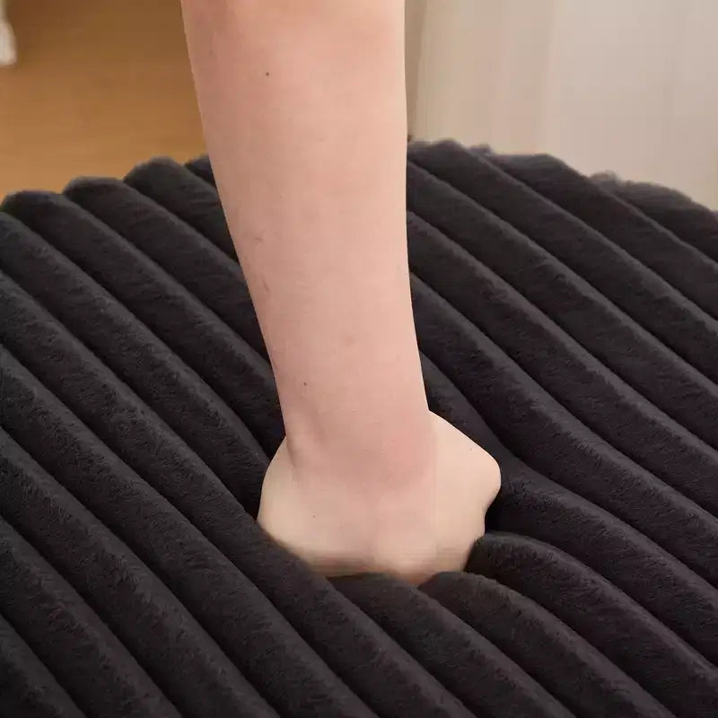 Pouf rond en fausse fourrure à 2 niveaux avec étagère de rangement