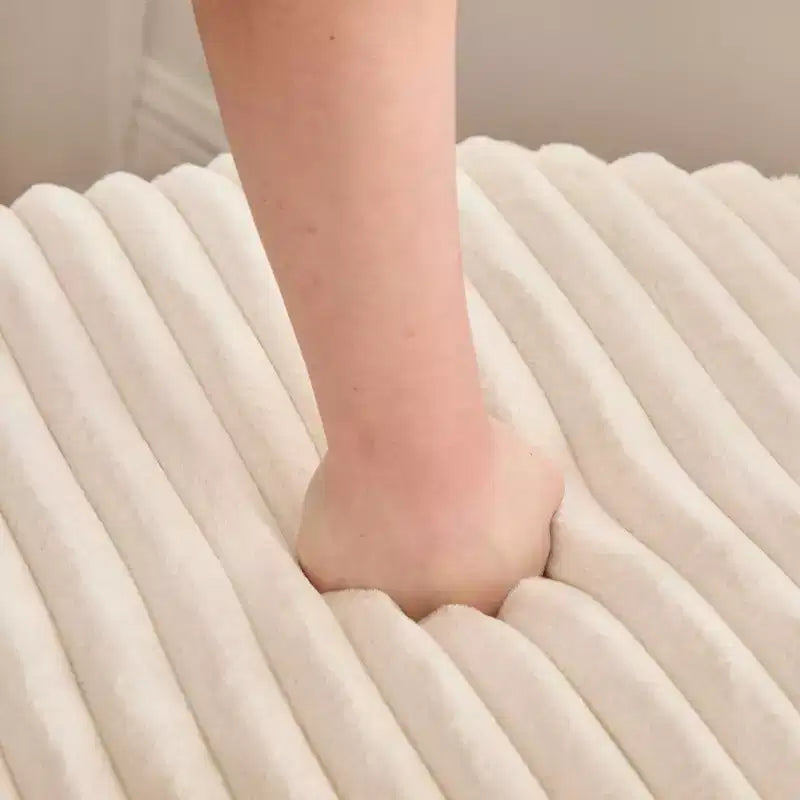 Pouf rond en fausse fourrure à 2 niveaux avec étagère de rangement