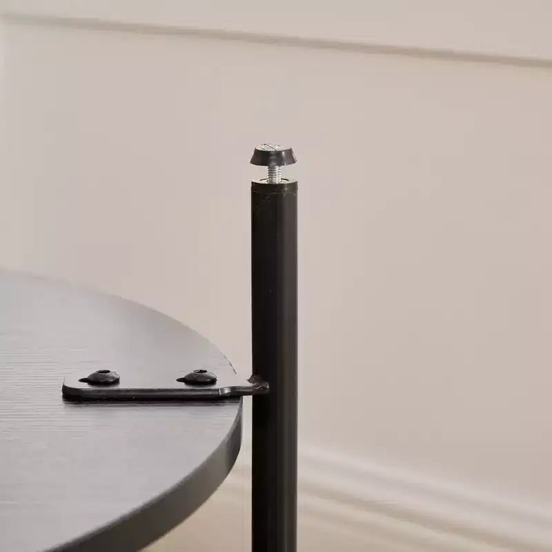 Pouf rond en fausse fourrure à 2 niveaux avec étagère de rangement