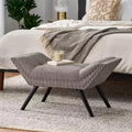 TUYOHW 35.5 Vintage Ottoman Bench Button-Tufted Design,Accent End of Bed Ottoman for Bedroom & Living Room,Birchwood Legs & Nailhead Trim,Gray