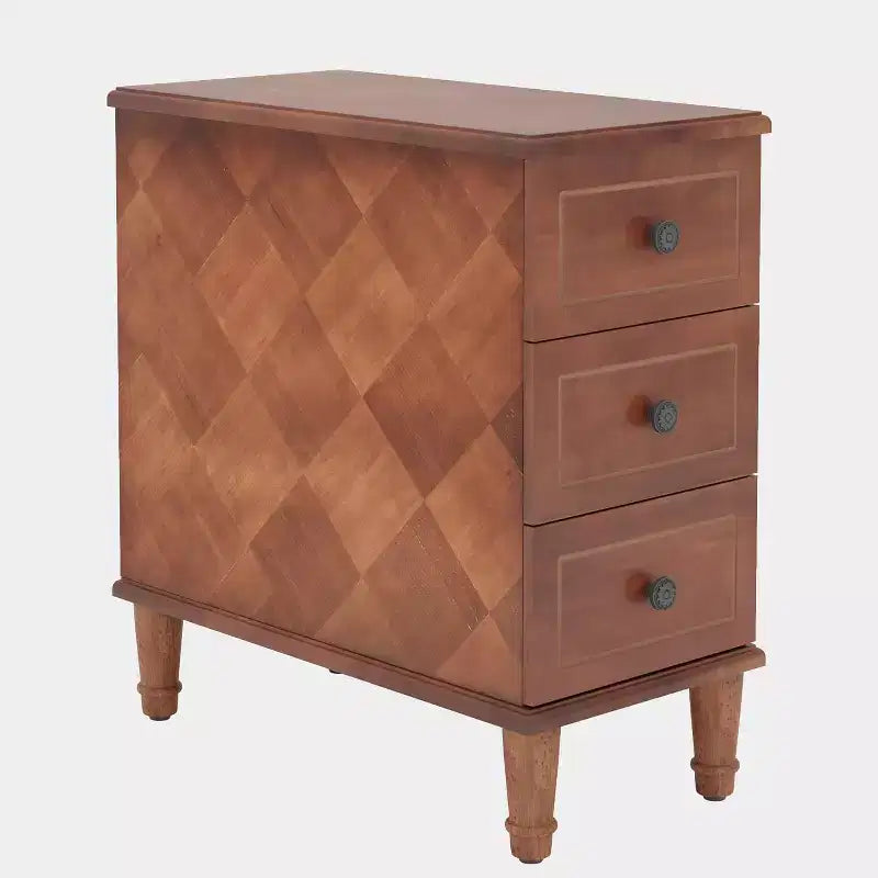 Table d'appoint étroite en bois à 3 tiroirs – Table de chevet entièrement assemblée pour chambre et salon