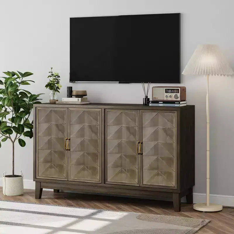 Buffet bahut marron avec 4 portes et étagères réglables