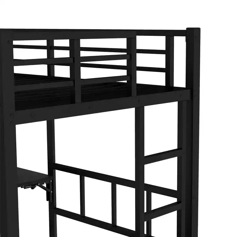 Lit superposé double sur simple avec armoire intégrée, lit gigogne et bureau pliant