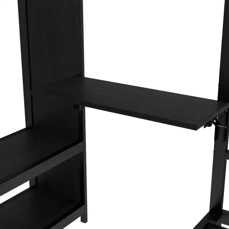 Lit superposé double sur simple avec armoire intégrée, lit gigogne et bureau pliant