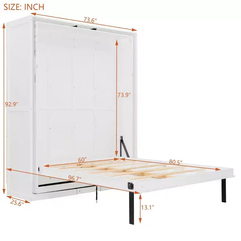 Lit escamotable Queen Size avec étagères de rangement rotatives
