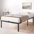 14 Inch Twin Bed Frame No Box Spring Needed, Heavy Duty Twin Platform Metal Bed Frame with Metal Slats, Easy Assembly, Noise Free, Black