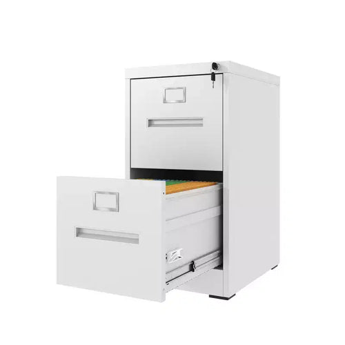 VIYET 28H 2-Drawer White Narrow Metal Vertical File Cabinet with Lock, Steel Filing Cabinet for Home Office(Assembly Required)