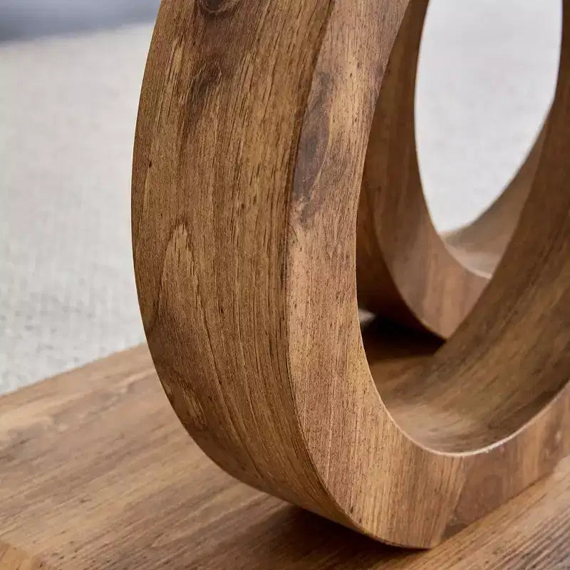 Table basse en verre avec piètement annulaire en MDF