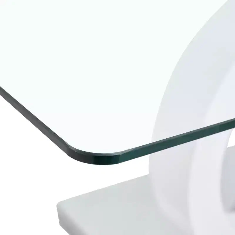 Table basse en verre avec piètement annulaire en MDF