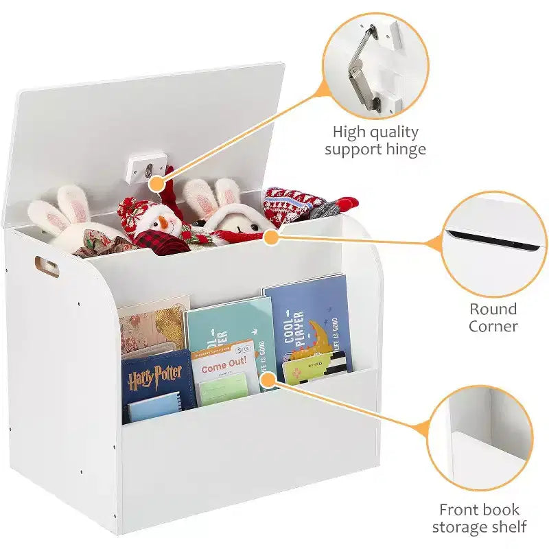Banc de rangement pour enfants avec bacs à jouets et étagère à livres