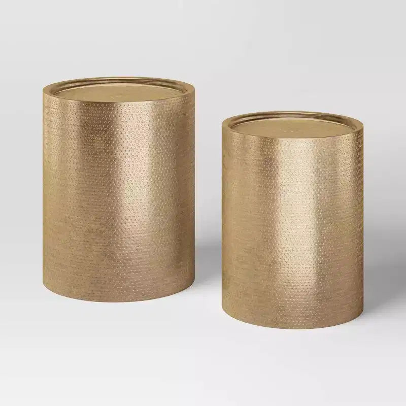 Manila Side Tables - Threshold™: Gold-Tone Metal, Hand-Carved, No Assembly Required