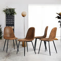 Lot de 4 chaises de salle à manger en daim avec pieds en métal noir