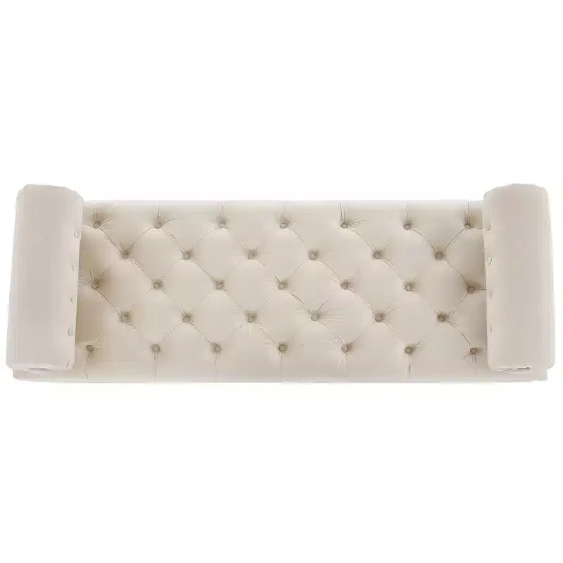Banc de bout de lit moderne pour chambre à coucher, banc de fenêtre rembourré en velours avec 2 oreillers détachables pour salon ou entrée - Panipeachy