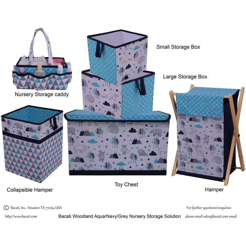 Panier à linge pliable pour garçons – Imprimé forêt
