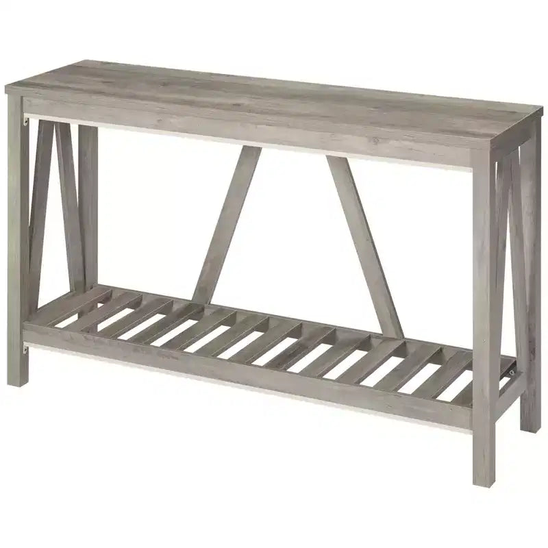 Table console de ferme avec étagère de rangement et dispositif anti-basculement