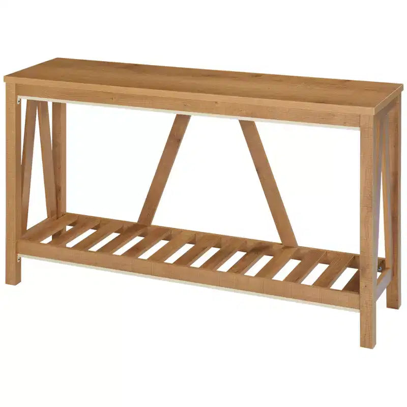 Table console de ferme avec étagère de rangement et dispositif anti-basculement