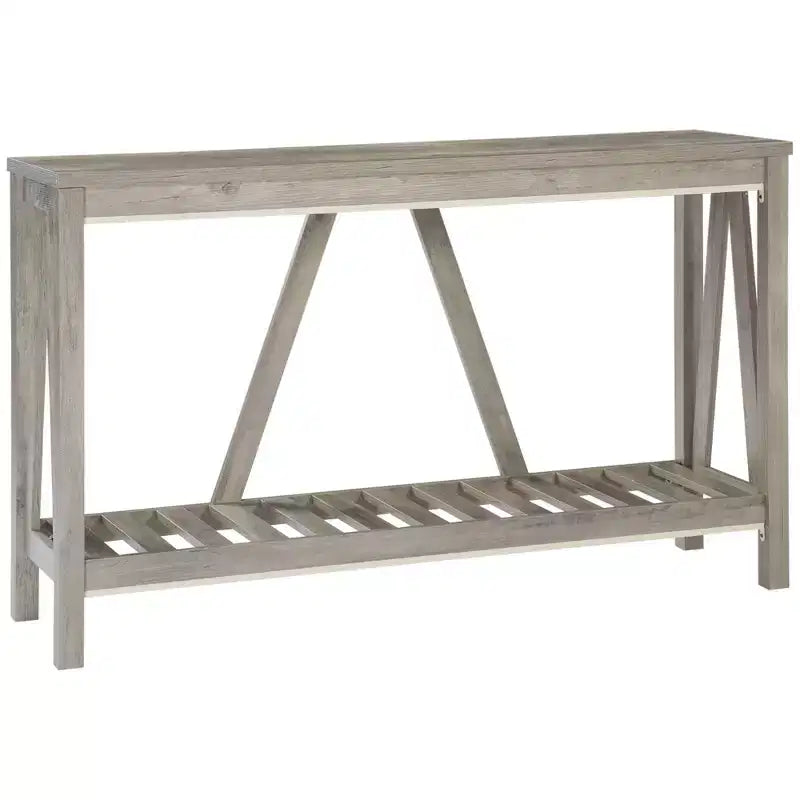 Table console de ferme avec étagère de rangement et dispositif anti-basculement