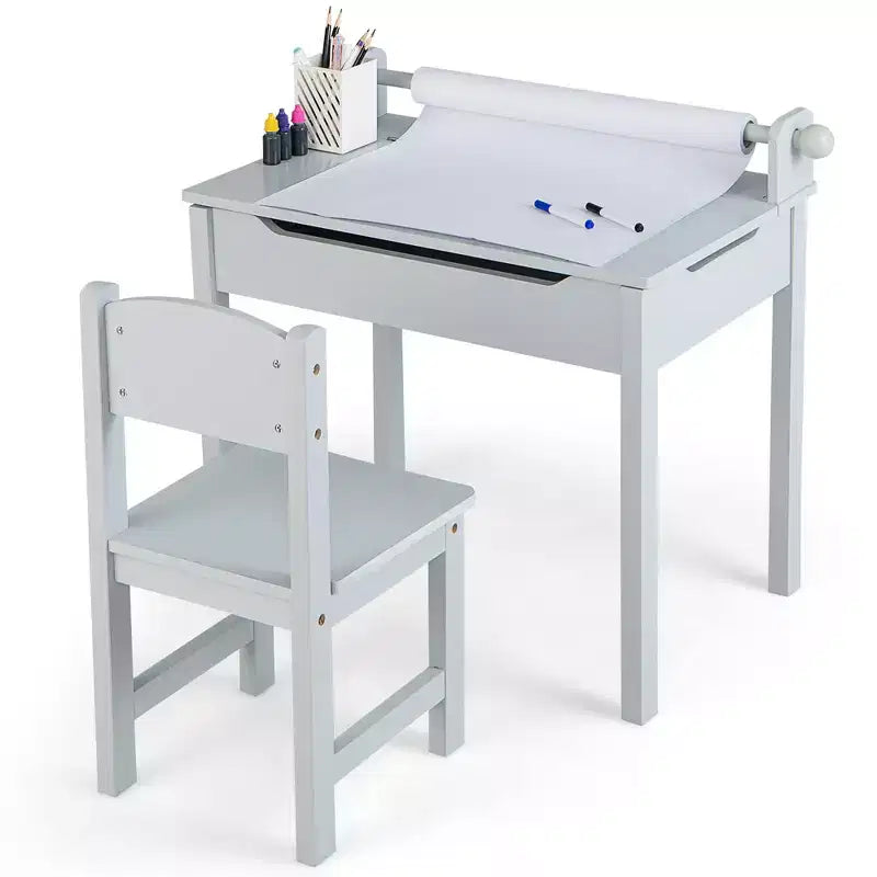 Table et chaises pour enfants avec support pour rouleau de papier